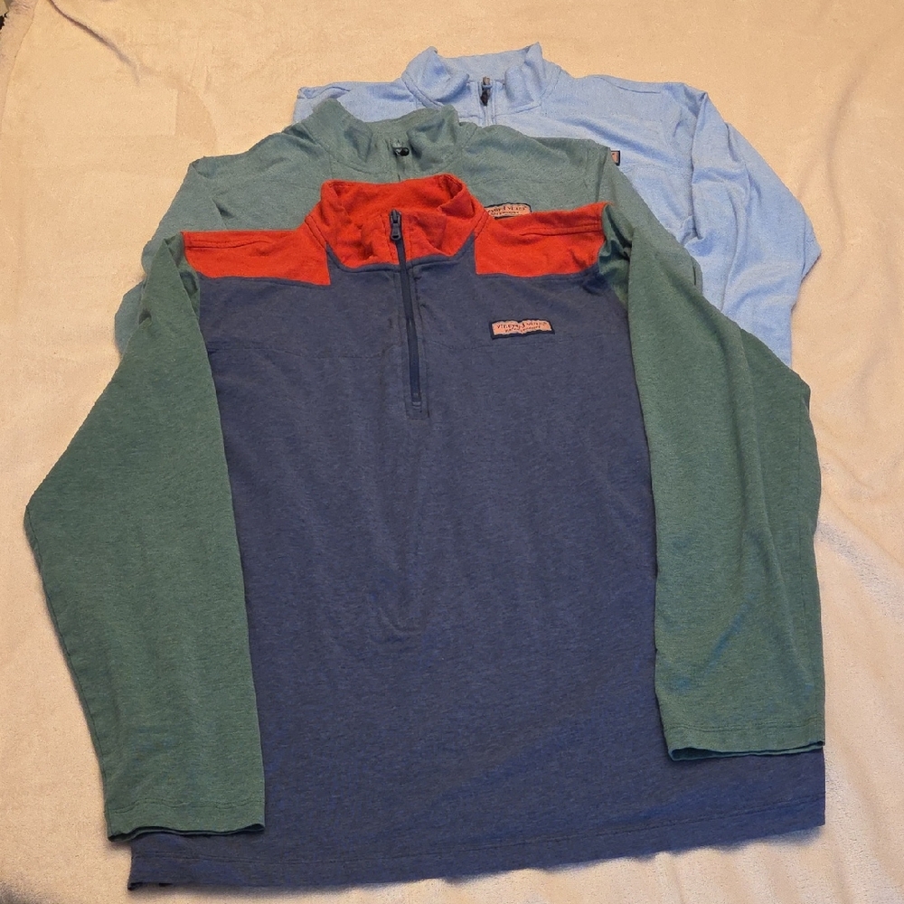 EUC Three Vineyard Vines 1/4 Zip-Up Pullovers, Size M